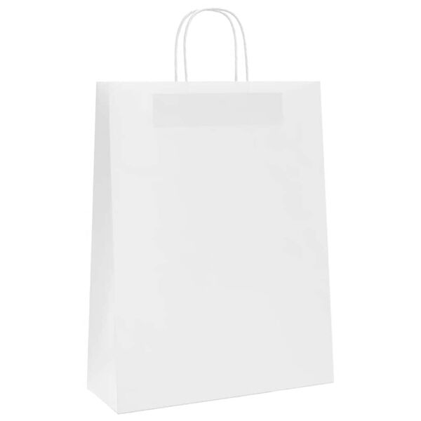 vidaXL Paper Bags 50 pcs with Handles White 32x12x42 cm