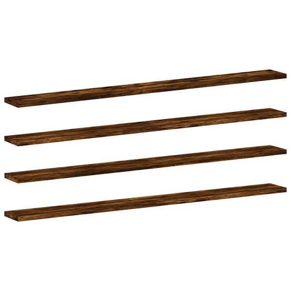 vidaXL Wall Shelves 4 pcs Smoked Oak 100x10x1.5 cm Engineered Wood