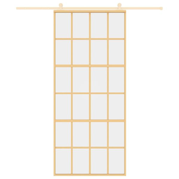 vidaXL Sliding Door Gold 90x205 cm Clear ESG Glass and Aluminium