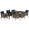 vidaXL Garden Dining Set with Cushion 7 pcs Grey Poly Rattan
