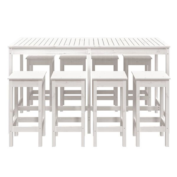 vidaXL 9 Piece Garden Bar Set White Solid Wood Pine