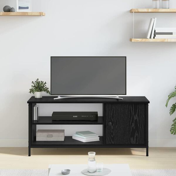 vidaXL TV Cabinet Black Oak 100 x 40 x 45 cm Engineered Wood