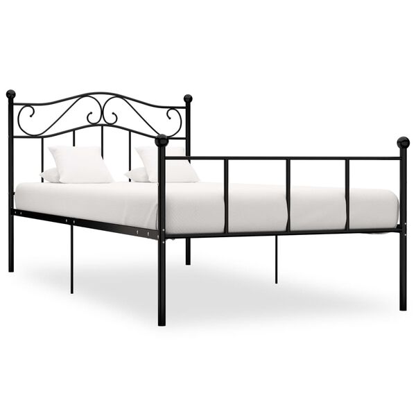 vidaXL Bed Frame without Mattress Black Metal 90x200 cm