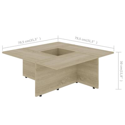 vidaXL Coffee Table Sonoma Oak 79.5x79.5x30 cm Chipboard
