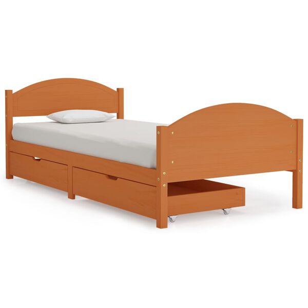 vidaXL Bed Frame without Mattress Honey Brown Solid Wood 100x200 cm (322037+321987)