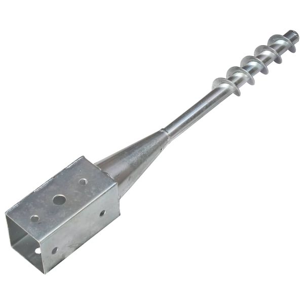 vidaXL Ground Spikes 2 pcs Silver 7x7x56 cm Galvanised Steel