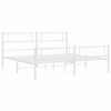 vidaXL Metal Bed Frame without Mattress with Footboard White 200x200cm