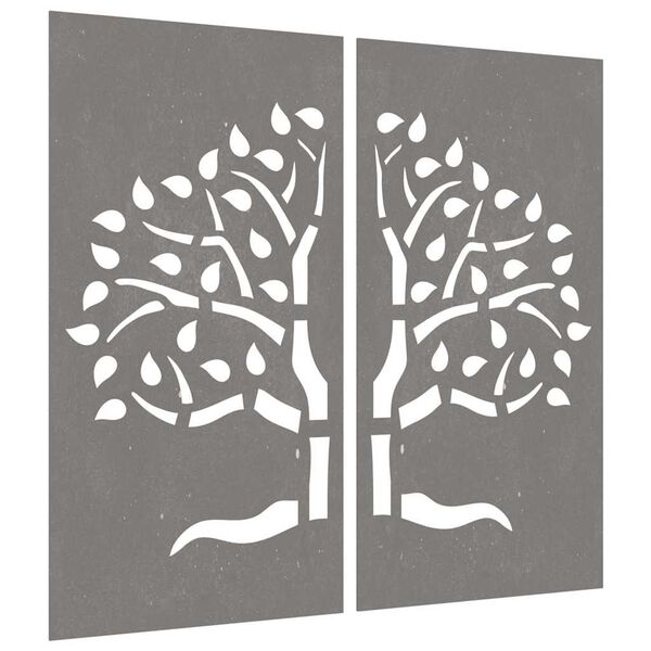 vidaXL Garden Wall Decorations 2 pcs 105x55 cm Corten Steel Tree Design