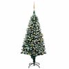 vidaXL Christmas Tree | Green and white | PVC, steel, plastic | Large
