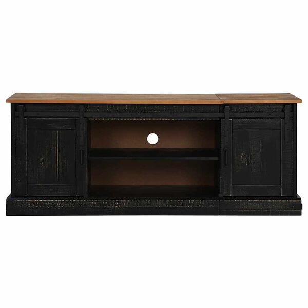 vidaXL TV Cabinet HALDEN 2 Sliding Doors Black 150x40x60 cm Solid Wood