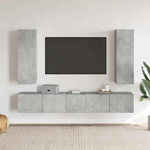vidaXL 5 Piece TV Cabinet Set Concrete Grey Engineered Wood