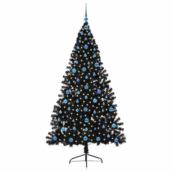 vidaXL Artificial Pre-lit Christmas Tree Black 210 cm PVC