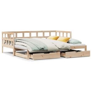 vidaXL Daybed with Trundle and Drawers without Mattress 90x200 cm