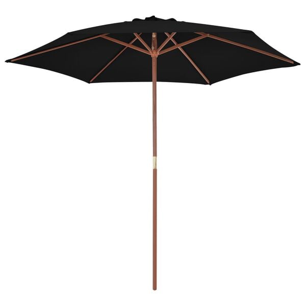 vidaXL Garden Parasol with Wooden Pole Black 270 cm