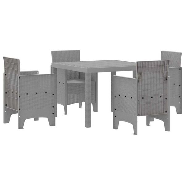 vidaXL Garden Dining Set 5 pcs Light Grey Polt rattan