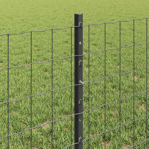 vidaXL Fence and Post Grey 0.6 x 10 m Steel