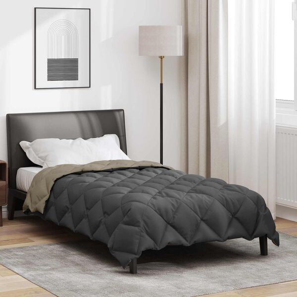 vidaXL Winter Duvet Light Grey and Anthracite 220 x 155 cm Microfiber