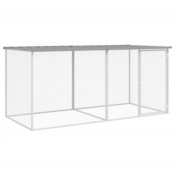 vidaXL Chicken Cage with Roof Light Grey 203x98x90 cm Galvanised Steel