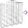 vidaXL Arched Gabion Baskets 9 pcs 200x50x180/200 cm Galvanised Iron