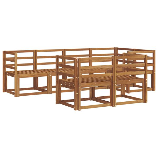 vidaXL Outdoor Sofa Set 7 pcs Natural Solid Acacia Wood