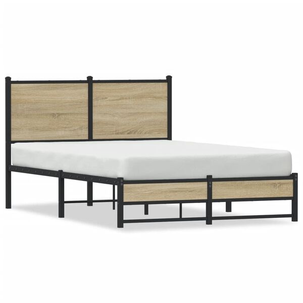 vidaXL Metal Bed Frame without Mattress Sonoma Oak 120x200 cm