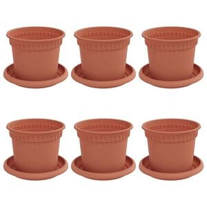 vidaXL Plant Pots 6 pcs Brick Red &Oslash; 12.5 x 10 cm Plastic