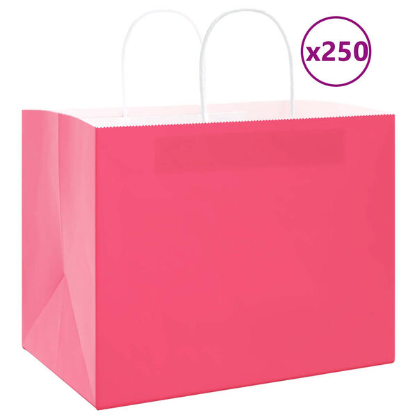 vidaXL Paper Bags 250 pcs with Handles Pink 32x22x24 cm