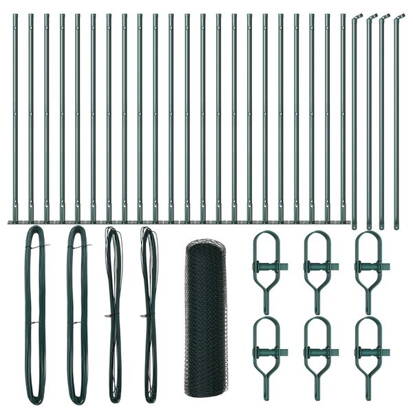 vidaXL Fence Post Green 50 x 0.4 m (13 mm mesh) Steel and PVC