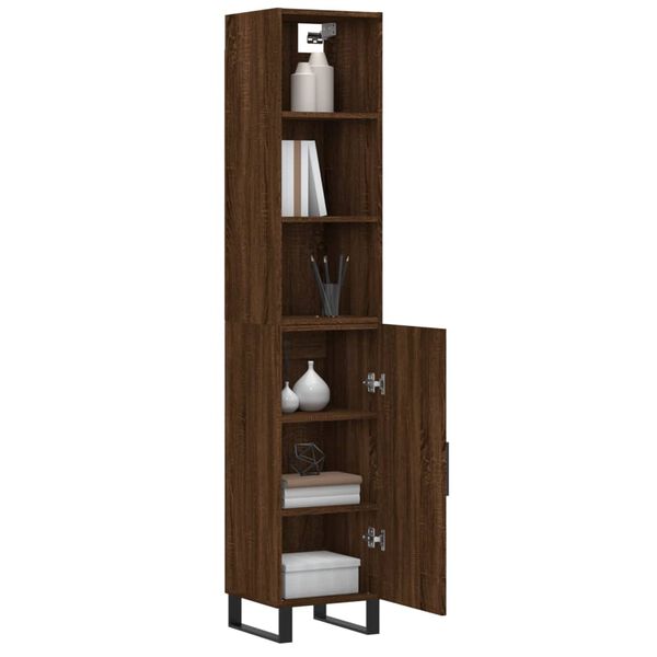 vidaXL Highboard Brown Oak 34.5x34x180 cm Engineered Wood