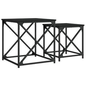 vidaXL Nesting Coffee Tables 2 pcs Black Engineered Wood