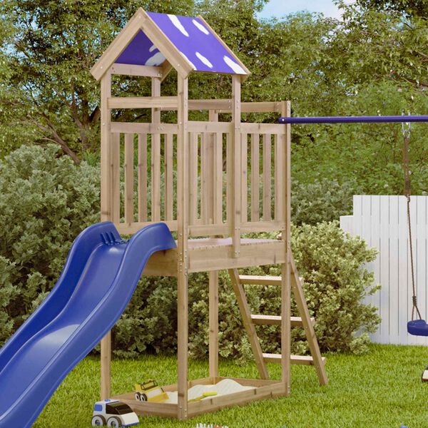 vidaXL Play Tower Brown 52.5 x 110.5 x 215 cm Solid Impregnated Wood