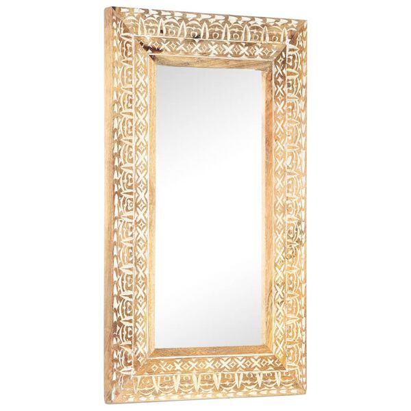 vidaXL Hand-Carved Mirror 80x50x2.6 cm Solid Mango Wood