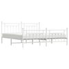 vidaXL Metal Bed Frame without Mattress with Footboard White 193x203cm