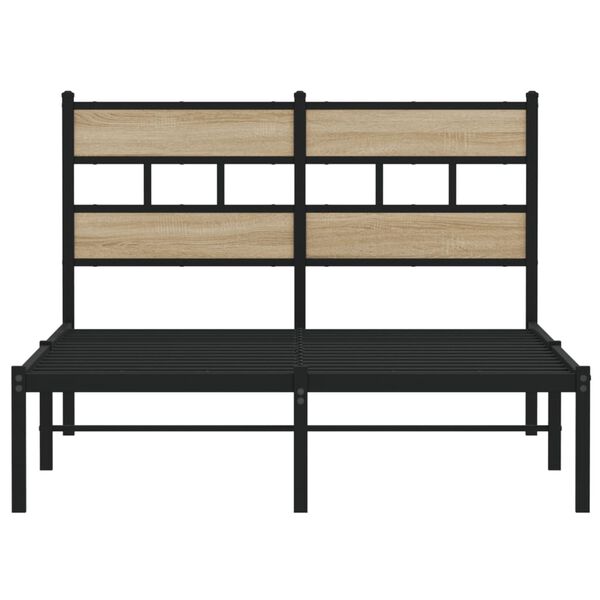 vidaXL Metal Bed Frame without Mattress Sonoma Oak 120x190 cm Small Double