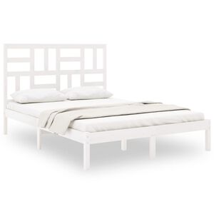 vidaXL Bed Frame without Mattress White Solid Wood 140x200 cm