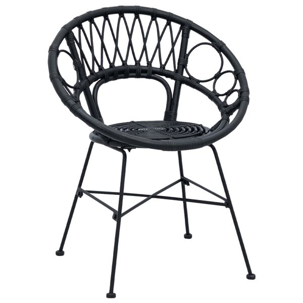vidaXL Dining Chair 2 pcs Black 49 x 51 x 81 cm Rattan and Iron