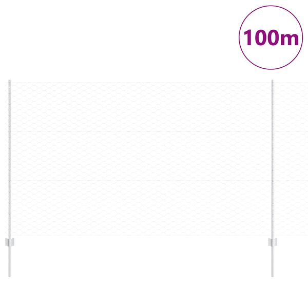 vidaXL Fence with Post Silver 1.4 x 100 m Steel