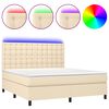 vidaXL Box Spring Bed with Mattress&LED Cream 160x200 cm Fabric