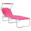 vidaXL Sun Lounger Folding 2-person 2 pcs Pink 58 x 188 x 77cm Fabric