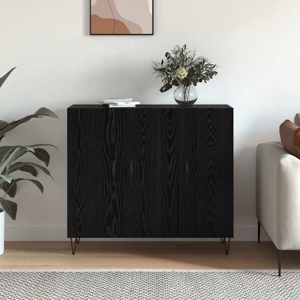 vidaXL Sideboard Black Oak 90 x 32.5 x 80 cm Engineered Wood