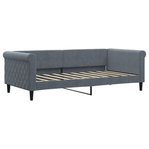 vidaXL Day Bed without Mattress Dark Grey 90x190 cm Single Velvet
