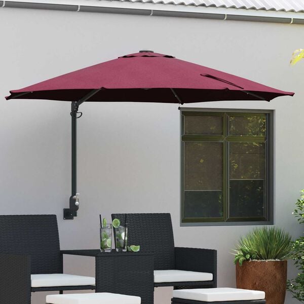 vidaXL Garden Parasol Manual Bordeaux Red 248 x 248 x 148 cm
