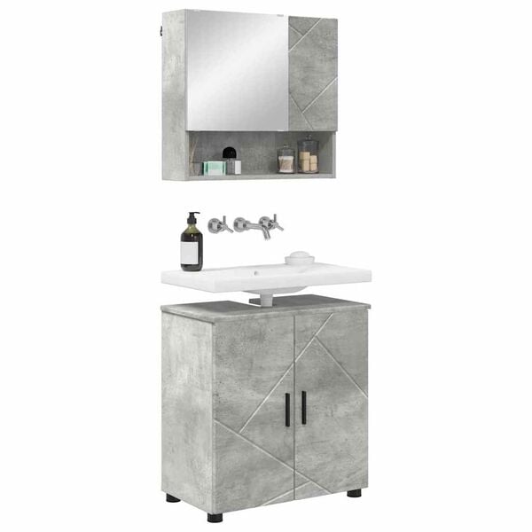 vidaXL Bathroom Furniture Set Wall-mounted 2 pcs Concrete Grey