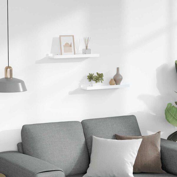 vidaXL Wall Shelves 2 pcs High Gloss White 40x9x3 cm
