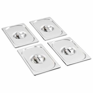 vidaXL Lids for GN 1/4 Pan 4 pcs Stainless Steel