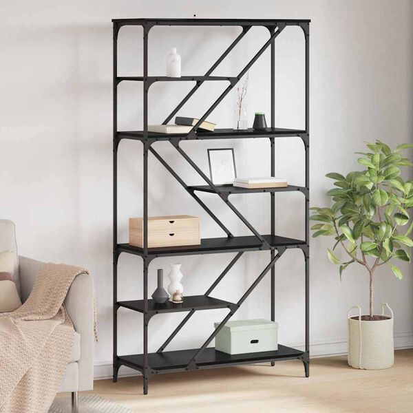 vidaXL Bookshelf Black Oak 91 x 36 x 176 cm Engineered Wood
