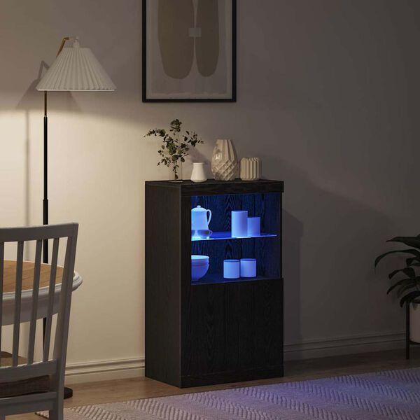 vidaXL Side Cabinet Black oak 60.5 x 37 x 100 cm Engineered Wood