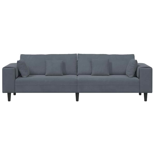 vidaXL Sofa with Cushion Dark Grey 250 x 77 x 76 cm Velvet