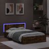 vidaXL Bed Frame with Headboard and LED Smoked Oak 120x200 cm