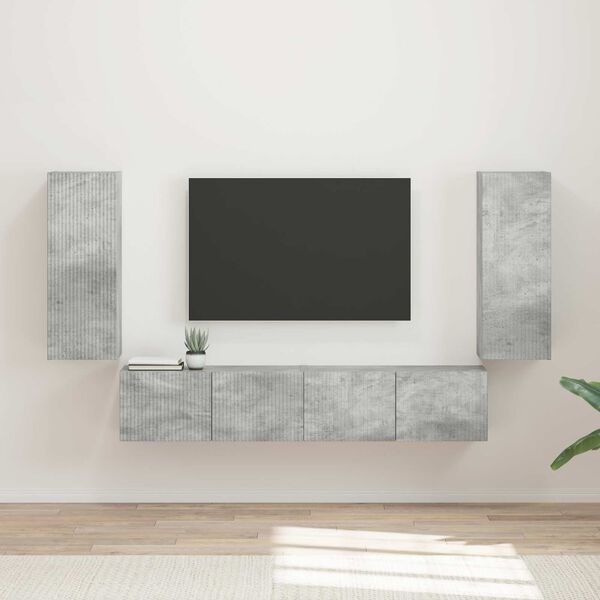vidaXL TV Wall Cabinet Set 4 pcs Concrete Grey Engineered Wood